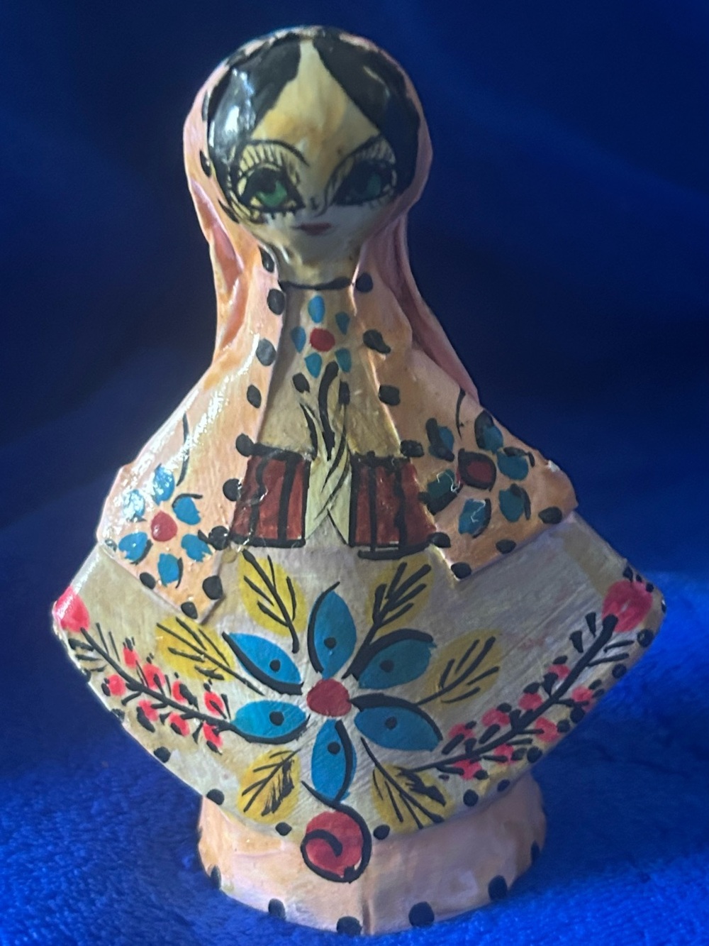 Hand-Painted Mexican Folk Art Paper Mache Sermel Style Doll!